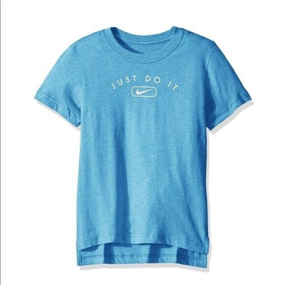 Nike NEW Girls Youth Small Blue Short Sleeve Graphic Tee T-Shirt ci8288-435